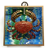 Acrylic Frame with Crab on Marbled Paper / Slight Imperfections