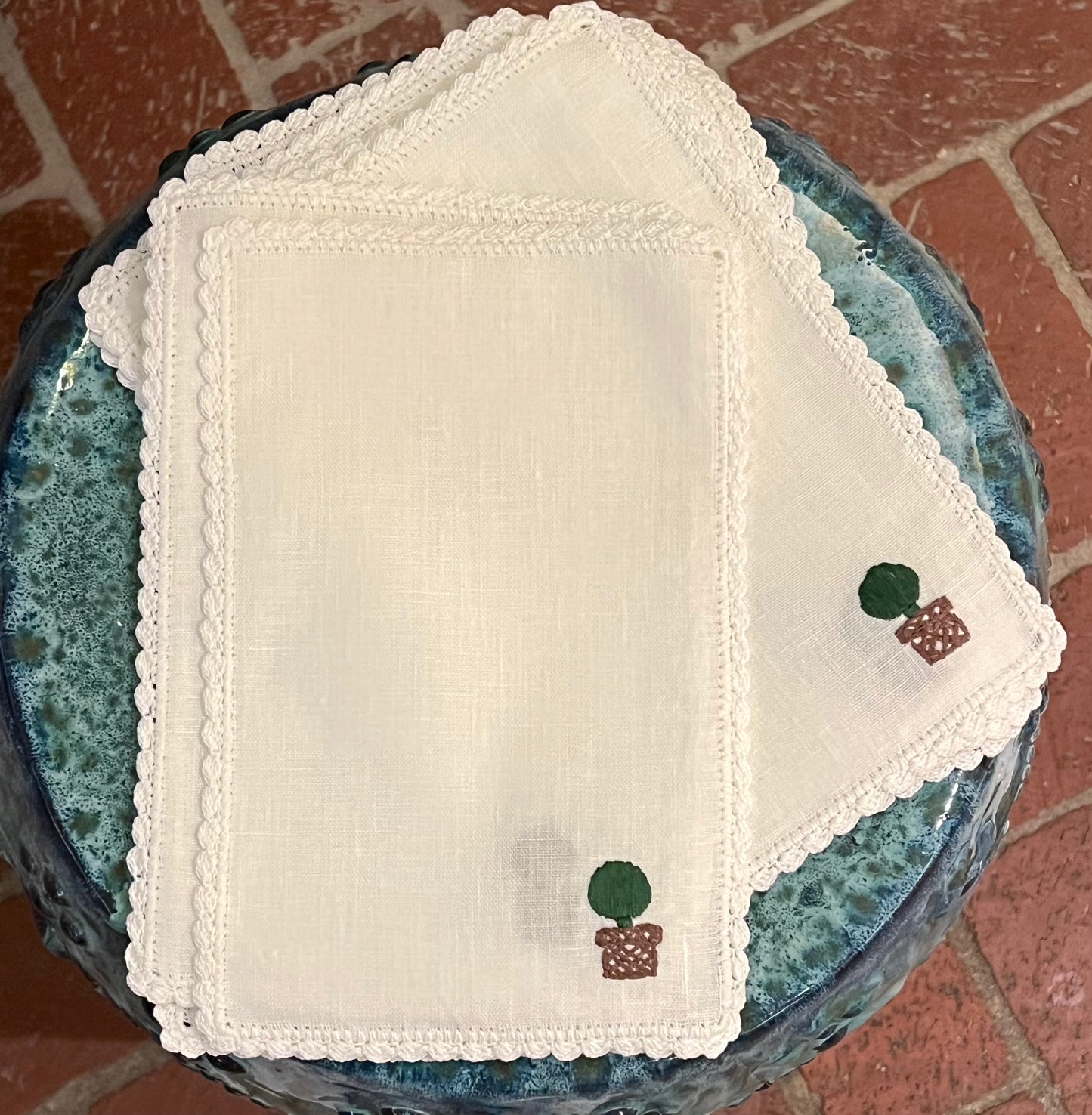 Hand-stitched Cocktail Napkins - Topiary