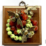 Wooden Frame with Bees on Necklace
