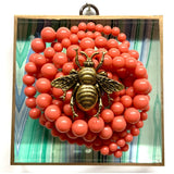 Acrylic Frame with Grande Bee on Beads /Slight Imperfections