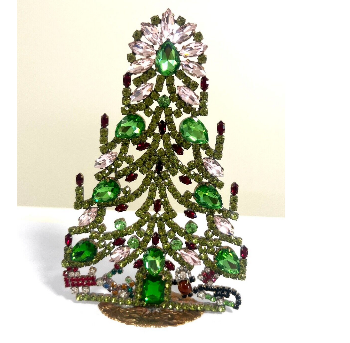 Czech Rhinestone Christmas Tree with presents