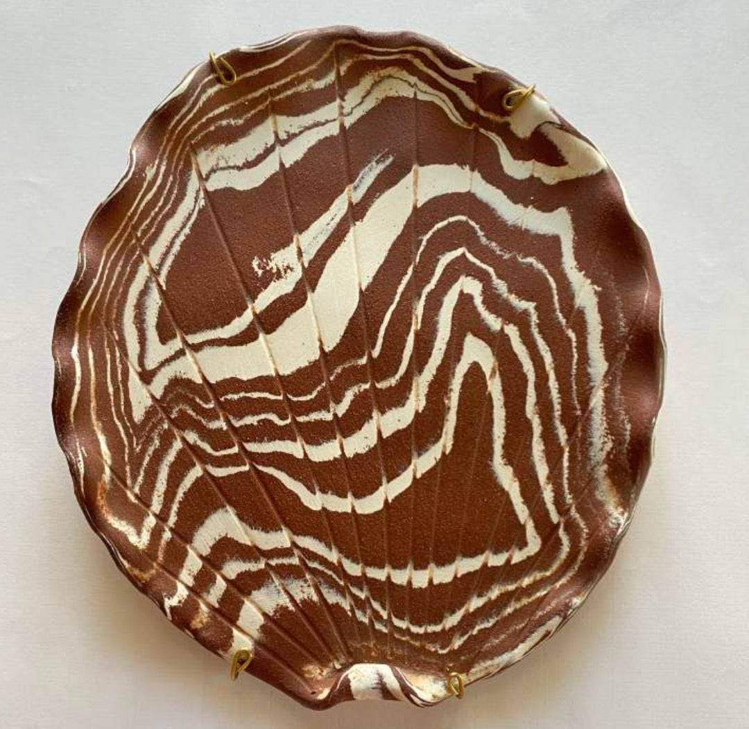Shells - Medium Unglazed Terracotta and White Stoneware