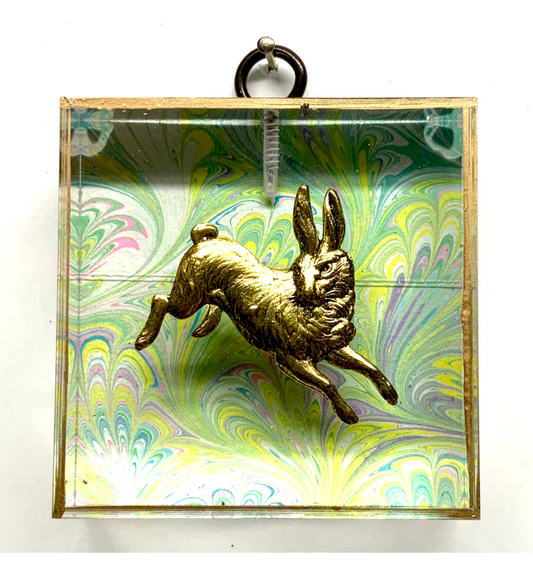 Marbled Paper backed Acrylic Frame with Hare /Slight Imperfections