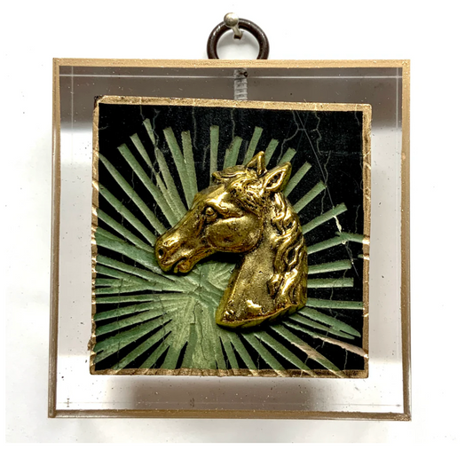 Lucite Acrylic Frame with Horse on Coromandel / Slight imperfections