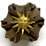Carved Wood Block Frame with Sun