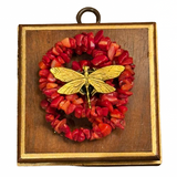 Wooden Frame with Dragonfly on Beads