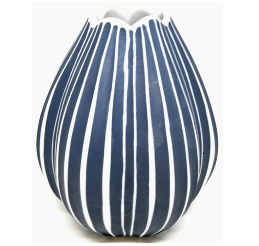Porcelain Blue Stripe Bud Vase