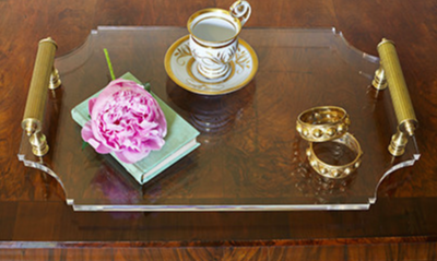 Acrylic Tray with Brass Handles