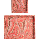 Nesting Scalloped Hand-Marbled Nesting Trays | Florentine Pink