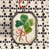 Clover with Bow ~ Art Locket Vintage Ornament Handmade 