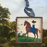 Riding Day ~ Art Locket Vintage Ornament Handmade 