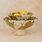 Moroccan Pedestal Bowl | Yellow Ochre Splatter Glaze