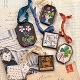 Clover with Grass ~ Art Locket Vintage Ornament Handmade 