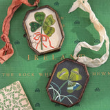 Clover with Grass ~ Art Locket Vintage Ornament Handmade 