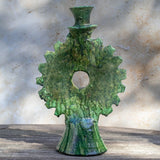 Moroccan Sculptural Candle Holder | Green