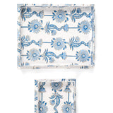 Nesting Scalloped Floral Vines Blockprint Nesting Trays in Blue