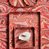 Nesting Scalloped Hand-Marbled Nesting Trays | Florentine Pink