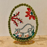 A Czech Rhinestone Egg with Lamb