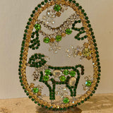 A Czech Rhinestone Egg with Lamb