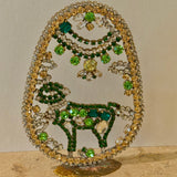A Czech Rhinestone Egg with Lamb