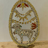 A Czech Rhinestone Egg with Lamb