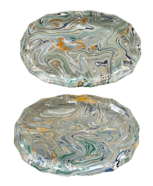 Pair of Oval Marbled Trays