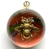 Acrylic Orb Frame with Grande Bee on Marbled Paper / Slight Imperfections