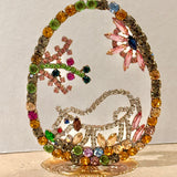 A Czech Rhinestone Egg with Lamb