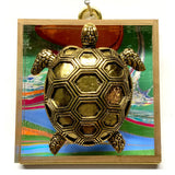 Acrylic Frame with Turtle on Marbled Paper / Slight Imperfections