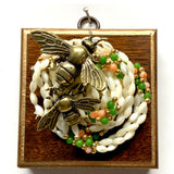 Wooden Frame with Bees on Beads