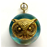 Acrylic Orb Frame with Owl on Marbled Paper / Slight Imperfections