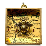 Acrylic Frame with Grande Bee on Map / Slight Imperfections