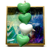 Acrylic Frame with Hearts on Marbled Paper / Slight Imperfections