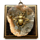 Wooden Frame with Grande Bee on. Petrified Wood
