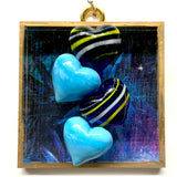 Acrylic Frame with Hearts on Marbled Paper / Slight Imperfections