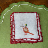 Crocheted Cocktail Napkins with Pheasant Pearl Grey | Set of 6