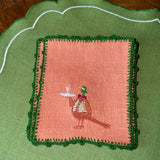 Crocheted Cocktail Napkins with Pheasant Nantucket Red | Set of 6