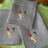 Linen Napkins with Chickens | Set of 12