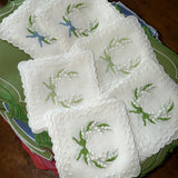 Linen Cocktail Napkins with Lily of the Valley | Set of 6
