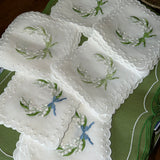 Linen Cocktail Napkins with Lily of the Valley | Set of 6