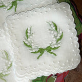 Linen Cocktail Napkins with Lily of the Valley | Set of 6