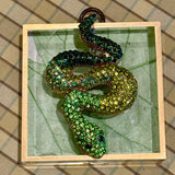 Acrylic Frame with Sparkle Snake on Marbled Paper / Slight Imperfections