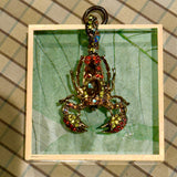 Acrylic Frame with Sparkle Scorpion on Marbled Paper / Slight Imperfections