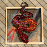 Acrylic Frame with Sparkle Snake on Marbled Paper / Slight Imperfections