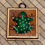 Wooden Frame with Enamel Frog