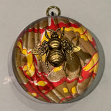 Acrylic Dome with Grande Bee on Marbled Paper