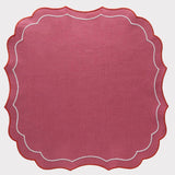 La Gallina Matta Krinkle Placemats | Cassis/White/Brick - Set of 12