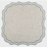 La Gallina Matta Krinkle Placemats | Natural/Turquoise - Set of 12
