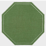 La Gallina Matta Octagon Placemats | Green/White - Set of 12