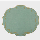 La Gallina Matta Parentesi Oval Placemats | Lagoon/Ocra - Set of 12